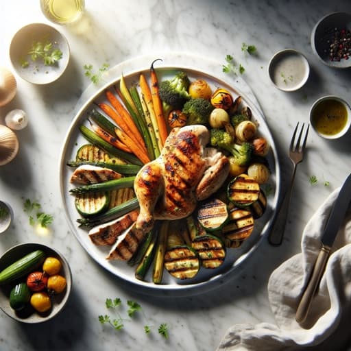 Grilled chicken with roasted vegetables