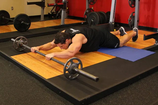 Barbell Ab Rollout - On Knees, finishing position