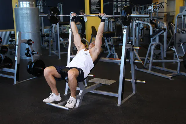 Barbell Incline Shoulder Raise, finishing position