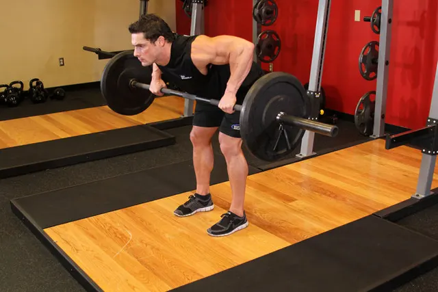 Barbell Rear Delt Row, finishing position