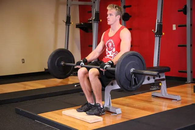 Barbell Seated Calf Raise, starting position