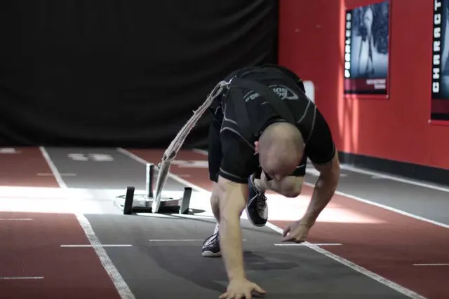 Bear Crawl Sled Drags, finishing position