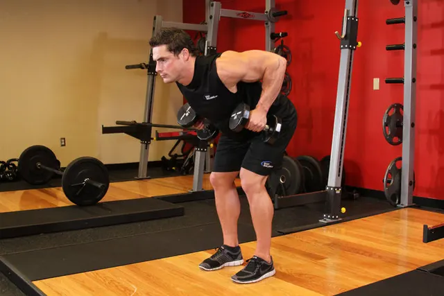 Bent Over Two-Dumbbell Row, finishing position