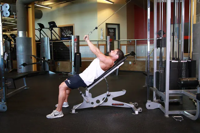 Cable Incline Triceps Extension, finishing position