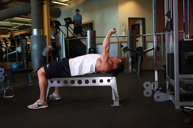 Cable Lying Triceps Extension, finishing position