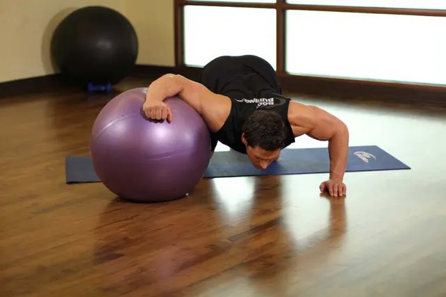 Chest Stretch on Stability Ball, finishing position