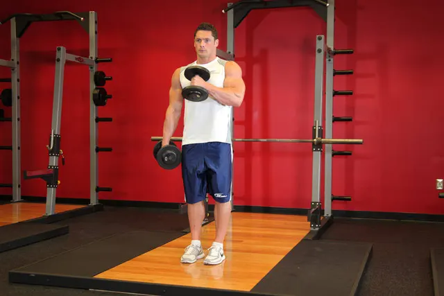 Cross Body Hammer Curl, finishing position