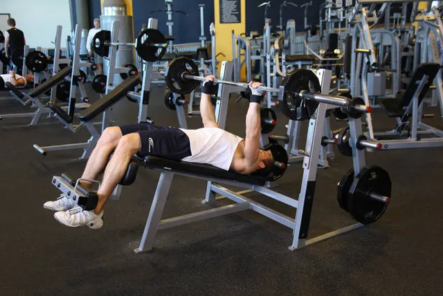 Decline Barbell Bench Press, finishing position