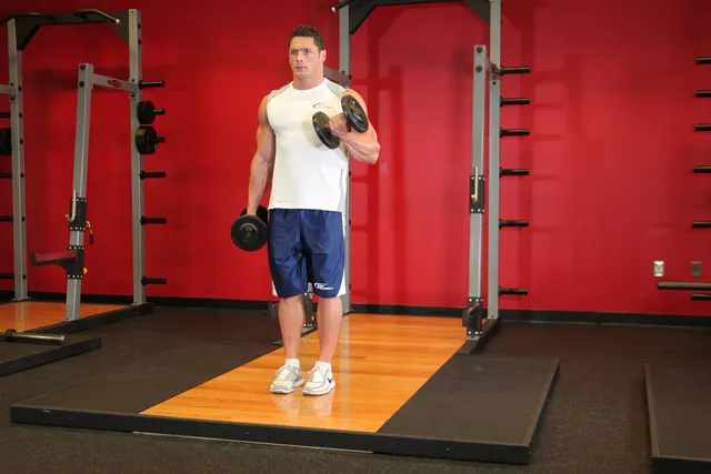 Dumbbell Alternate Bicep Curl, finishing position