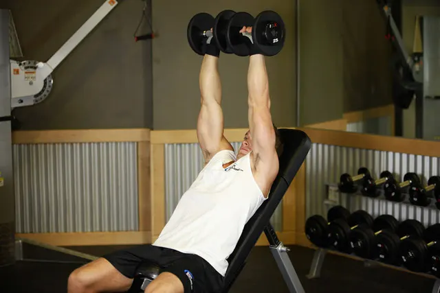 Dumbbell Incline Shoulder Raise, finishing position