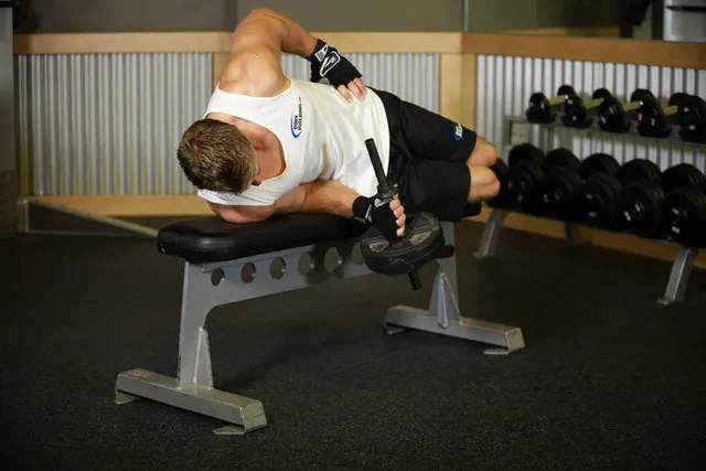Dumbbell Lying Supination, finishing position