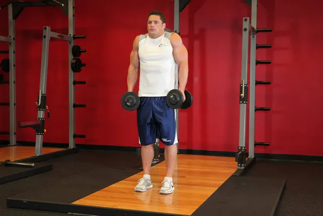 Dumbbell Shrug, finishing position