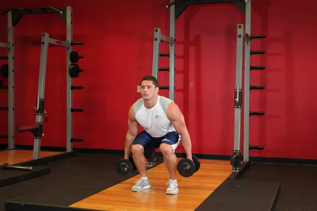 Dumbbell Squat, finishing position