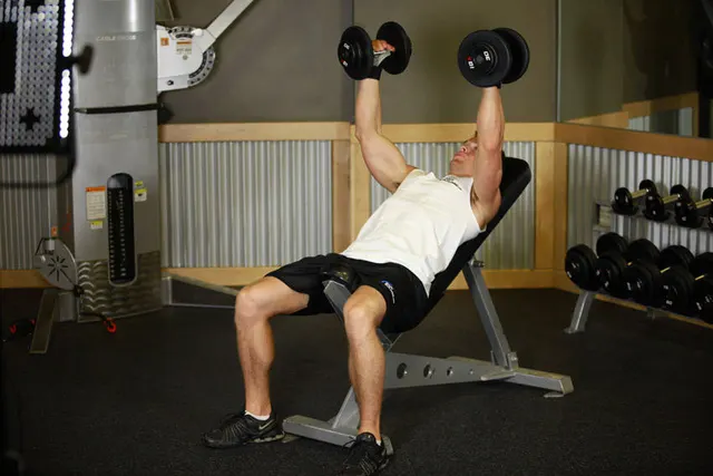 Hammer Grip Incline DB Bench Press, finishing position