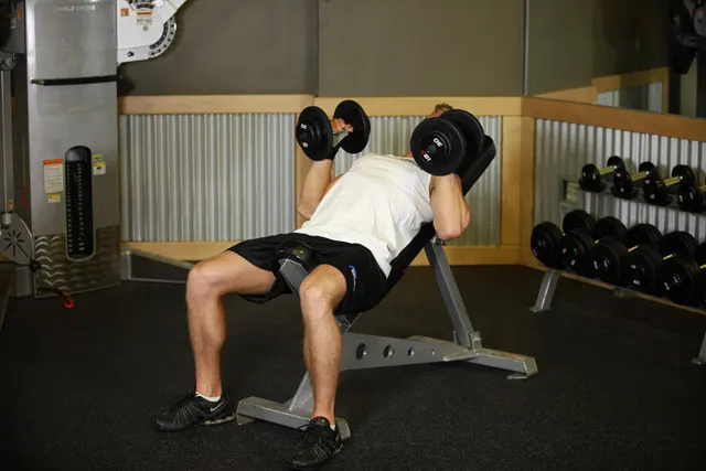 Incline Dumbbell Bench With Palms Facing In, finishing position