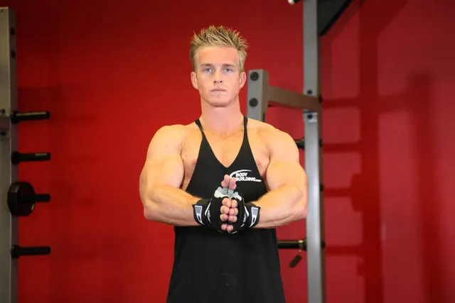 Isometric Chest Squeezes, finishing position