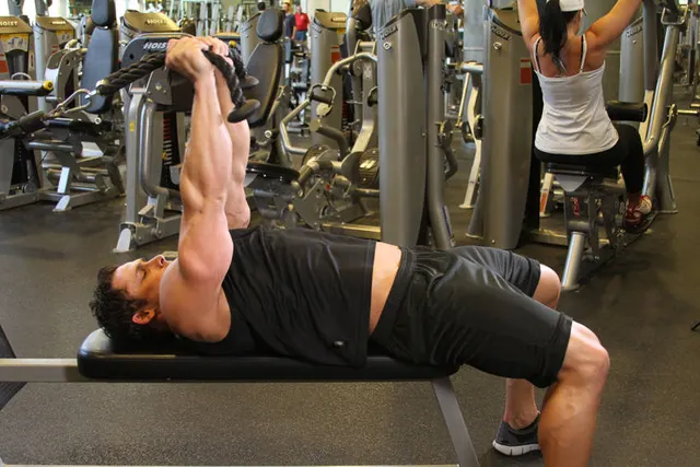 Low Cable Triceps Extension, finishing position