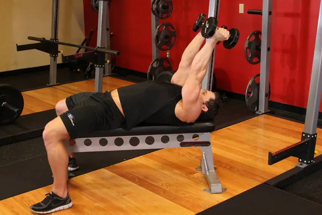 Lying Dumbbell Tricep Extension, finishing position