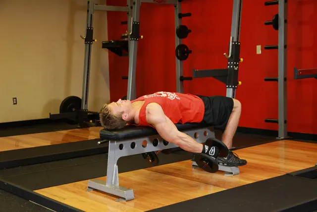 Lying Supine Dumbbell Curl, finishing position