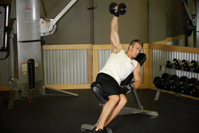 One-Arm Incline Lateral Raise, finishing position
