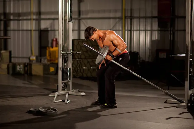 One-Arm Long Bar Row, finishing position