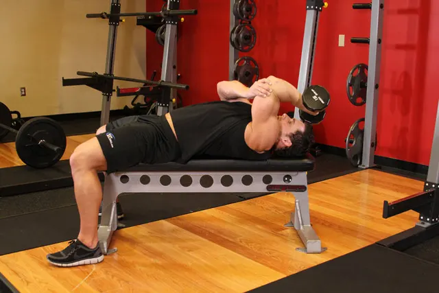 One Arm Pronated Dumbbell Triceps Extension, finishing position