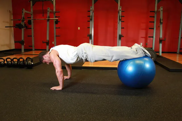 Push-Ups With Feet On An Exercise Ball, finishing position