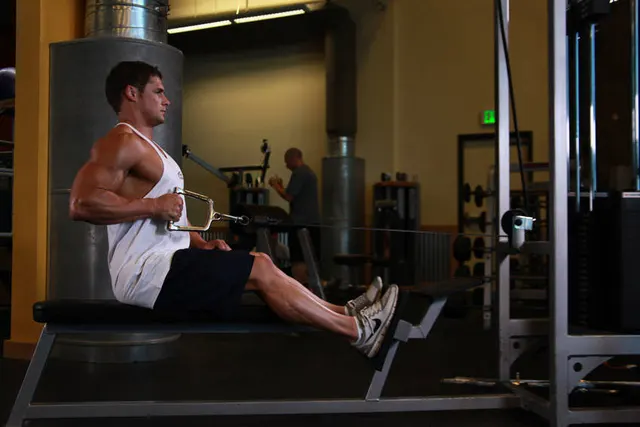 Seated One-arm Cable Pulley Rows, finishing position