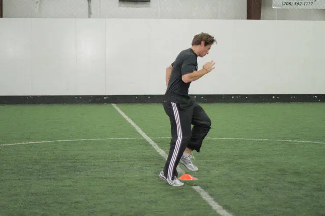 Single-Cone Sprint Drill, finishing position