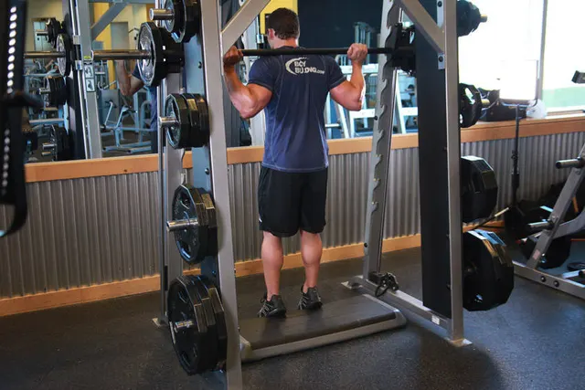 Smith Machine Reverse Calf Raises, finishing position