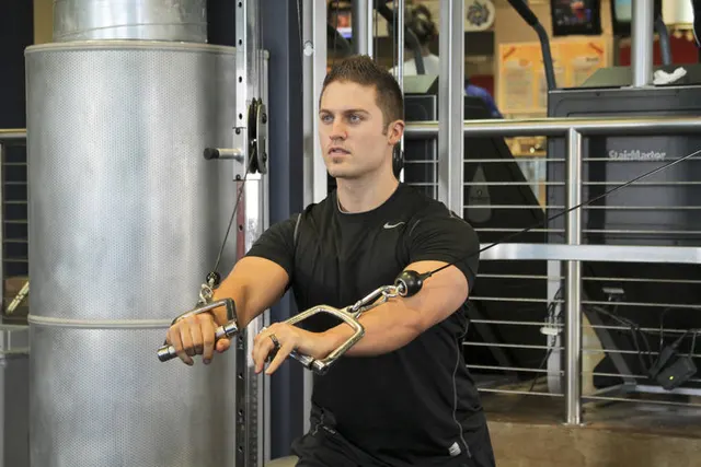 Standing Cable Chest Press, finishing position