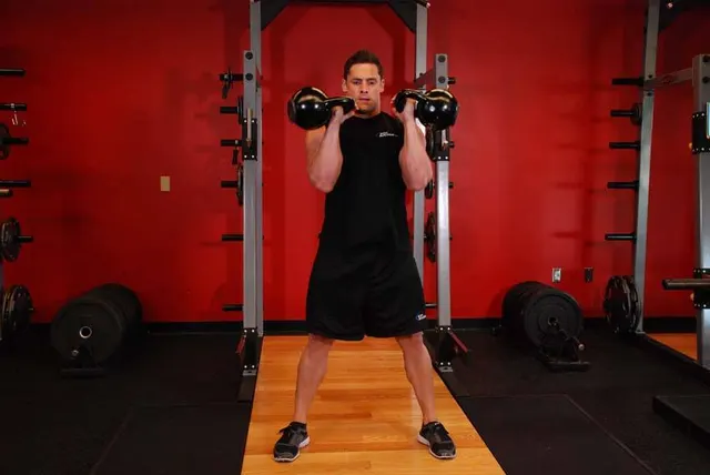 Two-Arm Kettlebell Clean, finishing position