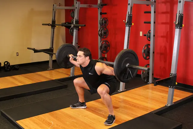 Wide Stance Barbell Squat, finishing position